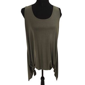 Pretty Woman Sleeveless Asymmetrical Lightweight Tank Top Avocado Green Medium